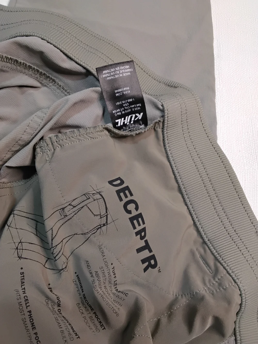 Kuhl Deceptr Men's Chino-Style Pants in Taupe Gray Sz 38x32 Outdoor Hiking Nylon